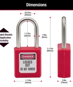 Master Lock 410RED Lockout Tagout Safety Padlock with Key Red 1-1/2", 1-3/4" 20 51EssDZwgmL