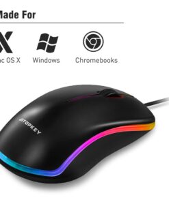 Alternative view of JITOPKEY USB Wired Mouse, Rainbow Lights Optical Corded Computer Mouse, Comfortable Click for Office and Home Mice, Compatible with Windows PC, Laptop, Desktop, MacBook, Chromebook(Black) black