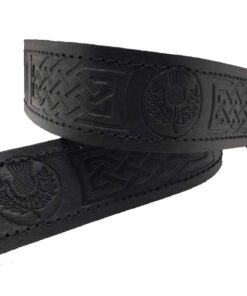 AAR Kilt Belt for Men Leather Black Thistle Embossed Design Scottish Highland S-2XL Medium 8 51F2 y1hIrL