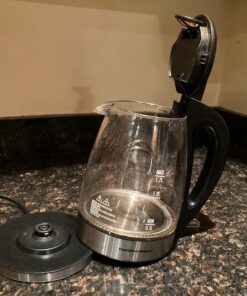 Hamilton Beach 1.7 L Glass Electric Kettle for Tea and Water, Cordless, LED Indicator, Auto-Shutoff and Boil-Dry Protection, Brushed Metal (40865), Clear Glass Kettle - Discontinued 19 51FHUd1DeiL 1