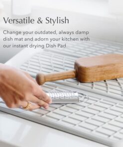 Dorai Home Dish Pad – Collapsible Kitchen Dish Drying Mat – Wrapped in Silicone Webbing to Protect Dishes – Dries Instantly – Modern and Stylish – Minimal Design to Match Any Countertop – Sandstone 20 51FO24y6gL