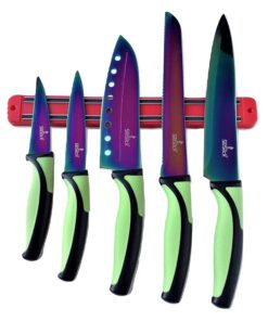 SiliSlick 12”/30.5cm Magnetic Knife Bar - Organize Kitchen Knives, Tool Holder, Utensil Organizer, Storage Rack 1 Red 16 51FSZKCt15L