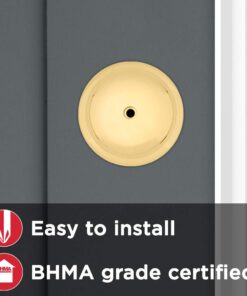 Kwikset Juno Interior Privacy Door Knob with Lock, Door Handle For Bathroom and Bedroom, Polished Brass Keyless Turn Lock Doorknob 16 51FWN7Rz7hL