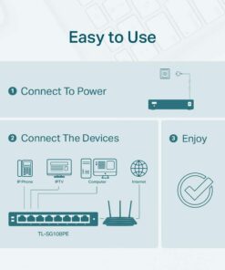 TP-Link TL-SG108PE, 8 Port Gigabit PoE Switch, Easy Smart Managed, 4 PoE+ Ports 64W, Plug & Play, Sturdy Metal w/ Shielded Ports, Fanless, QoS, Vlan & IGMP 8 Port PoE+ 16 51Fdb0i8T6L