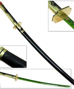 Alternative view of Owari no Seraph Japanese Anime Katana with Hamon Yu Hyakuya Replica Sword Green