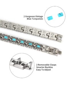 Wollet Jewelry Antique Style Blue Turquoise Magnetic Bracelets for Women 20 51FhvYb9g1L