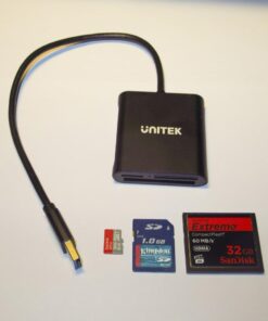 USB Card Reader, Unitek 3-Slot USB 3.0 Compact Card Reader, Read 3 Cards Simultaneously, Aluminum SD Micro SD CF Card Adapter Supports Flash Memory Card, Black 24 51FmcyAD9OL