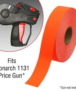 Fluorescent Red Pricing Labels for Monarch 1131 Price Gun - 1 Sleeve, 8 Rolls, 20,000 Price Marking Labels - with Ink Roll Included Fluorescent Red 8 51FnwmZeIVL