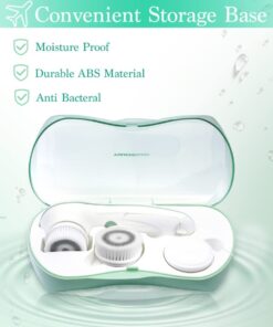 Facial Cleansing Brush, TOUCHBeauty Face Scrubber Electric with Case, 3 Spin Brushes for Deep Cleansing, Gentle Exfoliating, Dual-Speed, Waterproof AS-0759A(Green) Green 30 51Fol4KKSiL