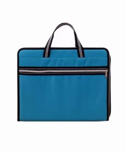 Portable 13 Pockets Expandable File Folders Canvas A4 Size Assorted Label Colors Business Accordion Document File Paperwork Organizer Storage, Zipper Closure Handles Blue