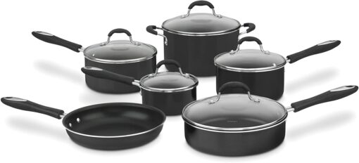 Cuisinart 11-Piece Nonstick Cookware Set, Black, 55-11BK 11 Piece