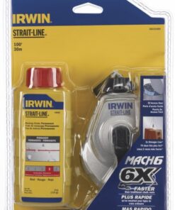 IRWIN Tools STRAIT-LINE MACH6 6X High-Speed Refillable Chalk Line Reel with 4-ounce Chalk, 100-foot, Red Chalk (2031316DS)