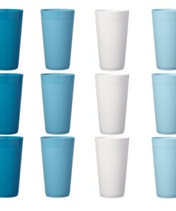 US Acrylic Newport 20 ounce Unbreakable Plastic Stackable Water Tumblers in Blue Sky | Set of 12 Drinking Cups | Reusable, BPA-free, Made in the USA, Top-rack Dishwasher and Microwave Safe 20-ounce 24 51G32FvPZPL