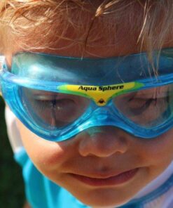 Aquasphere Vista Junior (Ages 6+) Swimming Goggles - 180 Degree Vision, Leak Free Hypoallergenic Seal, Anti Fog & Scratch Clear / Aqua + Yellow 21 51G6ZqHlC5L