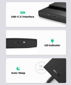 UGREEN USB C Hard Drive Enclosure USB C 3.1 Gen 2 to SATA Adapter for 2.5" SATA SSD HDD 6Gbps High-Speed Support UASP SATA III Compatible with MacBook Pro Air WD Seagate Toshiba Samsung Hitachi 29 51G7woNh5kS