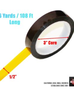 Alternative view of Tapes Master - 1/2" x 36 Yds - 1 Mil Kapton Tape – Polyimide High Temp Tapes with Silicone Adhesive - 3” Core - for 3D Printer Surface, Soldering, Insulation and Bonding - No Residue 1/2" - 1 Roll