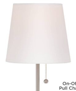 360 Lighting Justin 18" High Small Modern Accent Table Lamps Set of 2 USB Port Pull Chain Silver Finish Metal White Shade Living Room Charging Bedroom Bedside Nightstand House Office Home Justin Silver 35 51GDxbPgHfL