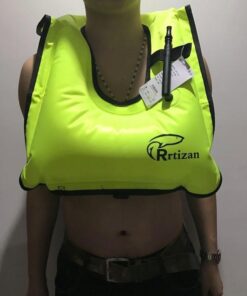 Rrtizan Snorkel Vest, Adults Portable Inflatable Swim Vest Jackets for Snorkeling Swimming Diving Safety Green one_size 36 51GE6 7meL
