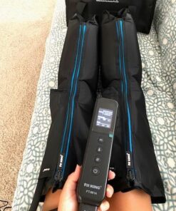 FIT KING Leg Massager with Heat - Upgraded Leg Compression Massager for Circulation and Pain Relief, FSA HSA Approved Foot and Leg Massager Compression Boot for Edema, Relax Recover - Gift for Dad Mom Classis Black With Blue 1 Pair (2PCS) 54 51GG3HnV0LL