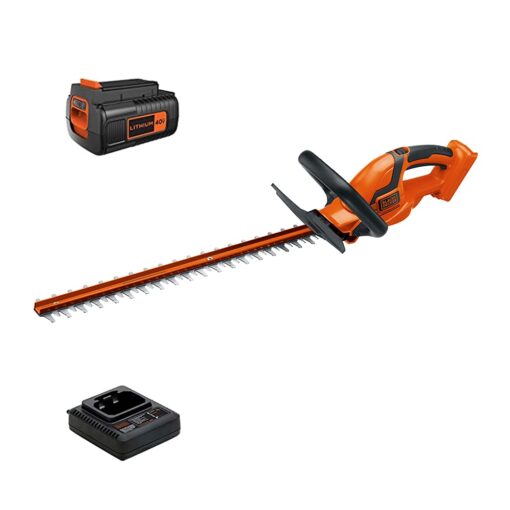 BLACK+DECKER 40V MAX Hedge Trimmer, Cordless, 24-Inch Blade, Battery and Charger Included (LHT2436) 40V Hedge Trimmer Kit