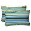 Pillow Perfect Stripe Indoor/Outdoor Accent Throw Pillow, Plush Fill, Weather, and Fade Resistant, Lumbar - 11.5" x 18.5" , Blue/Green Topanga, 2 Count Small Lumbar - 11.5" x 18.5" 46 51GK48edYNL