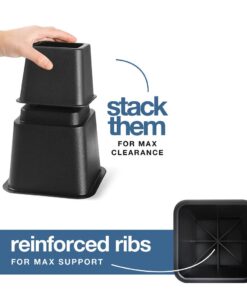 Adjustable Stackable Bed Frame Risers for Elevation & Under-Bed Storage - Heavy-Duty Furniture Riser for Table, Couch, Desk, and Chair - Set of 4 Large & 4 Small Bed Lifts - Black Home It 28 51GN9HnHQOL 1