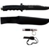 BlizeTec Survival Fixed Blade Knife: 3-in-1 Full Tang Hunting Knife with Magnesium Fire Starter, LED Flashlight & Belt Pouch