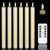 GenSwin Flameless Ivory Taper Candles Flickering with 10-Key Remote, Battery Operated Led Warm 3D Wick Light Window Candles Real Wax Pack of 6, Christmas Home Wedding Decor(0.78 X 9.64 Inch) A-6 Ivory 50 51GXYOeSQcL