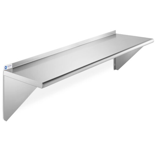 GRIDMANN 12" x 48" Stainless Steel Wall Mount Shelf with Backsplash, Commercial Grade - NSF Certified 18 Gauge Shelving for Restaurant, Kitchen, Utility Room, Garage 12" x 48"