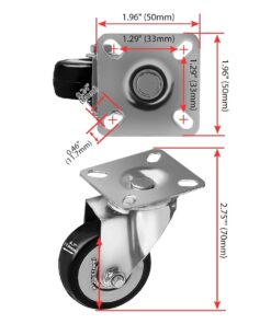 Alternative view of Online Best Service 4 Pack Caster Wheels Swivel Plate Casters On Black Polyurethane Wheels (2 inch Plate) 2 inch Plate
