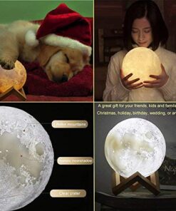 LAWOHO Moon Lamp LED Lighting Night Light 5.9 Inch 3 Colors Dimmable Vibration Control Bedside Baby Nursery 3D Printing Table Lamp for Kids Bedroom Home Decorative Birthday Christmas Xmas Gift 5.9" 11 51Ge2MnIY6L
