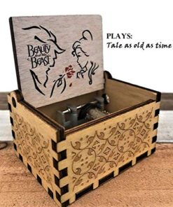 PhoenixAppeal Beautiful Carved Wooden Music Box Hand cranked: Lord of The Rings Beauty and The Beast, Star Wars, Frozen, Zelda and Lord of The Rings Theme Gift (Beauty and The Beast) 8 51GgzhkpZDL
