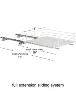 Household Essentials Glidez Powder-Coated Steel Pull-Out/Slide-Out Storage Organizer with Plastic Liner for Under Cabinet or Wire Shelf Use - 1-Tier Design - Fits Standard Size Cabinet or Shelf, White 15" 37 51GlC7FyBrL