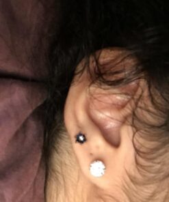 Amazon Essentials Plated Sterling Silver Cubic Zirconia Stud Earrings (Round & Princess) White/Platinum 6.5 mm Round Cut 43 51GvQC18heL