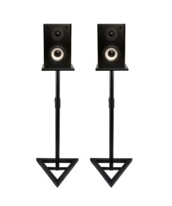 Pyle Speaker Stand Pair of Sound Play 1 and 3 Holder - Telescoping Height Adjustable from 26” - 52” Inch High Heavy Duty Three-point Triangle Base w/ Floor Spikes and 9” Square Platform, Black 11 51GwGJ8hqcL