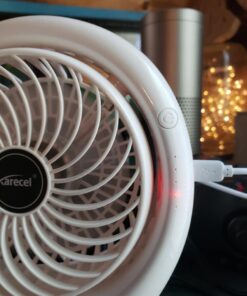 Karecel Rechargeable Fan Battery Operated Mini Desk Fan, 3 Speeds USB Personal Fan Portable Small Table Quiet Fan with True Long Life Battery, Strong Wind Desktop Fan for Travel Camping Office Home White 37 51Gx23SdNrL