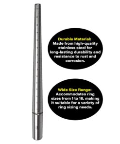 Exquisite Craftsmanship: Premium Solid Stainless Steel Ring Sizing Mandrel for Accurate Measurements, Sizes 1-16 1-16 23 51H AYFdL