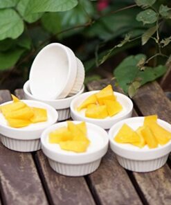 Alternative view of Cinf White Porcelain 4 oz. Ramekins Pudding Bowls Dishes Cup for Baking- Set of 6,Oven,Microwave,Freezer and Dishwasher Safe Ivory White 3.5 oz