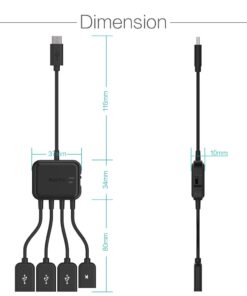 TUSITA Micro USB HUB Adaptor with Power, 3-Port Charging OTG Host Cable Cord Adapter Compatible with Raspberry Pi 2 3 Pi Zero Android Smart Phone Tablet Samsung Galaxy HTC Sony Google LG/Linux 23 51HF4CU2f3L
