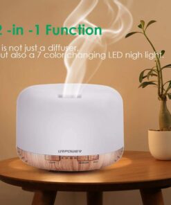 URPOWER 500ml Aromatherapy Essential Oil Diffuser Humidifier Room Decor Lighting with 4 Timer Settings, 7 LED Color Changing Lamp and Waterless Auto Shut-Off A-yellow 20 51HOq1rhKL