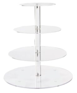 YestBuy 4 Tier Cupcake Stand, Acrylic Cupcake Tower Stand, Premium Cupcake Holder, Clear Cupcake Display Tree Tower Stand for 52 Cupcakes, Display for Pastry Wedding Birthday Party (4 Tier Round) 4 Tier Round 18 51Ha83tZ4xL