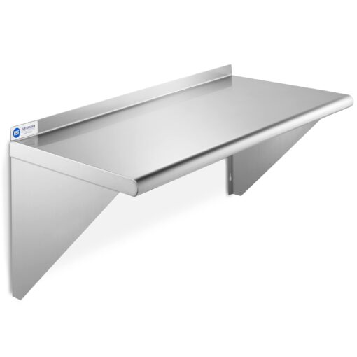 GRIDMANN 12" x 24" Stainless Steel Wall Mount Shelf with Backsplash, Commercial Grade - NSF Certified 18 Gauge Shelving for Restaurant, Kitchen, Utility Room, Garage 12" x 24"