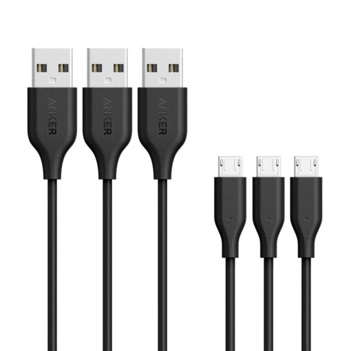 Anker [3-Pack Powerline Micro USB Cable (3ft), Charging Cable for Micro Port E-Readers and More Micro USB Devices(Black) 3ft Black 3