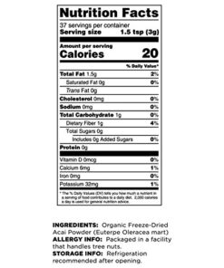 Terrasoul Superfoods Organic Acai Berry Powder, 4 Oz, Freeze-Dried for Freshness, Omega Fats Boost for Smoothie Bowls, and Antioxidant-Packed Superfoods Recipes 4 Ounce (Pack of 1) 22 51HnAakBPPL