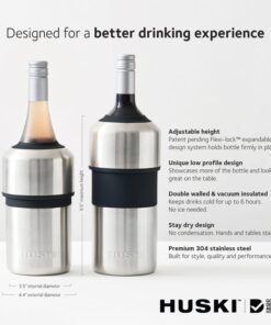 Huski Wine Chiller | Award Winning Iceless Design | Keeps Wine Cold up to 6 Hours | Wine Accessory | Next Generation Ice Bucket | Fits Some Champagne Bottles | Perfect Gift for Wine Lovers (Champagne) Matte Champagne 24 51HtOM KPXL