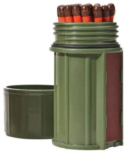 UCO Stormproof Match Kit with Waterproof Case, 25 Stormproof Matches and 3 Strikers Dark Green