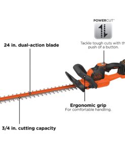 Alternative view of BLACK+DECKER 40V MAX* Cordless Hedge Trimmer with POWERCOMMAND Powercut, 24-Inch (LHT341FF) 40V Hedge Trimmer Kit