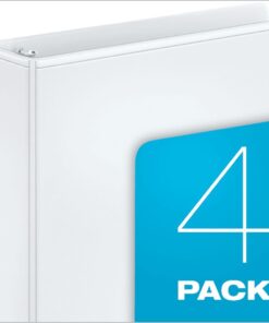 Cardinal Economy 3 Ring Binder, 3 Inch, Presentation View, White, Holds 625 Sheets, Nonstick, PVC Free, 4 Pack of Binders (00430) 3-Inch 9 51HzQ3o4npL