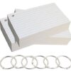 Debra Dale Designs - Ruled Hole Punched Ringed Index Cards - 6 Metal Binder Rings - 3" x 5" - White - 250 Cards - Storage Box - Premium 140# Index Card Stock 3X5RULEDPUNCHED Inches 10 51HzYifolnL
