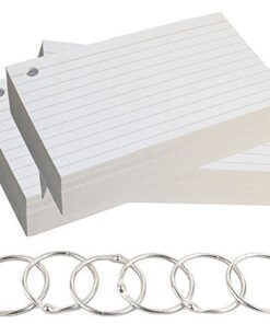 Debra Dale Designs - Ruled Hole Punched Ringed Index Cards - 6 Metal Binder Rings - 3" x 5" - White - 250 Cards - Storage Box - Premium 140# Index Card Stock 3X5RULEDPUNCHED Inches